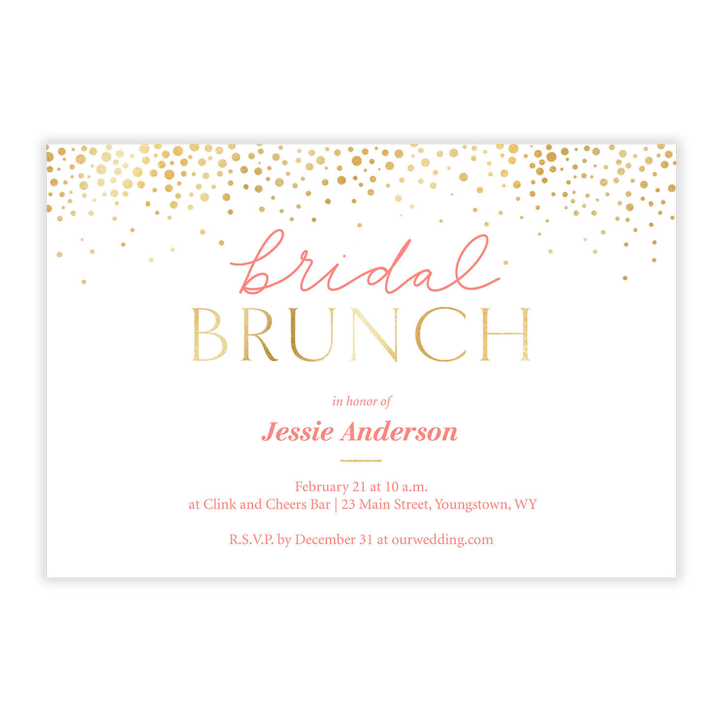 Gold Shimmer Brunch Bridal Shower Invitation, , large image number 5