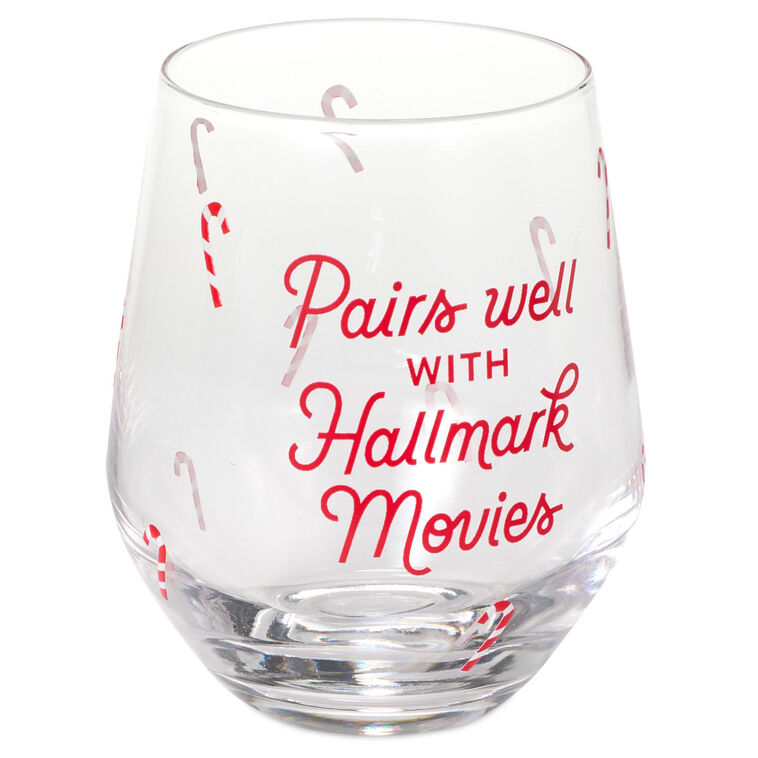 Candy Canes, Hallmark Movies Stemless Wine Glass  image number 3