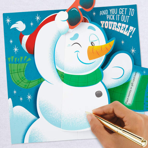 Cool Snowman Pop-Up Money Holder Christmas Card, , large image number 7