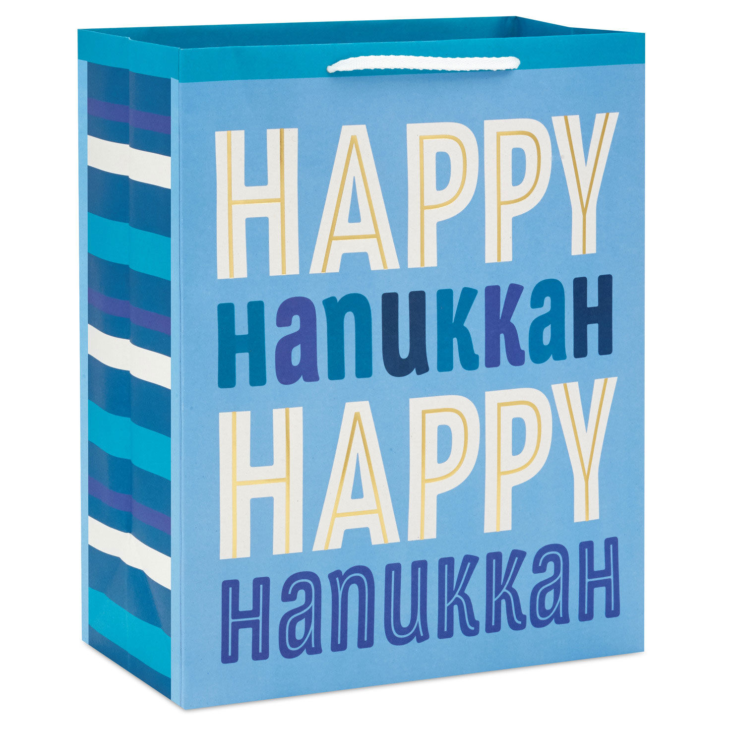 13" Happy Hanukkah on Blue Large Gift Bag