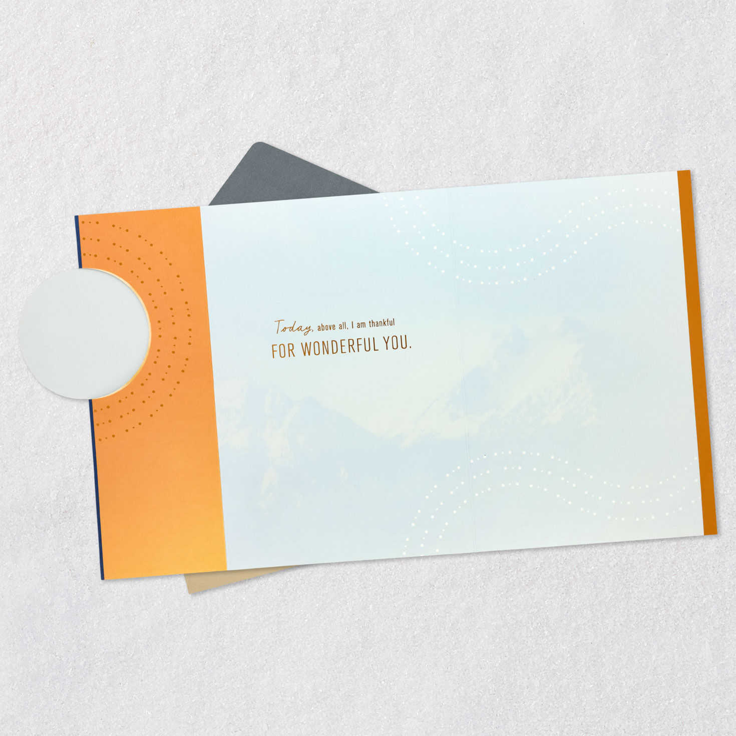 Moon and Mountains Husband Birthday Card Open card with envelope image number 5