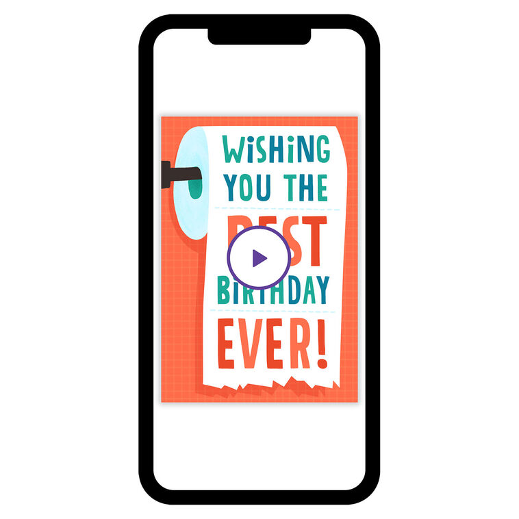 Toilet Paper Roll Personalized Birthday Card phone with card front image number 1