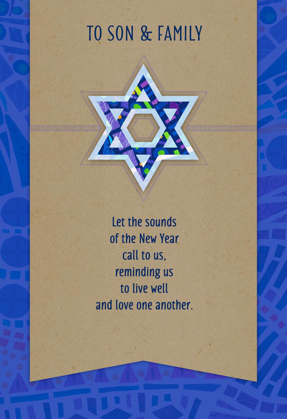 Star of David Rosh Hashanah Card for Son and His Family