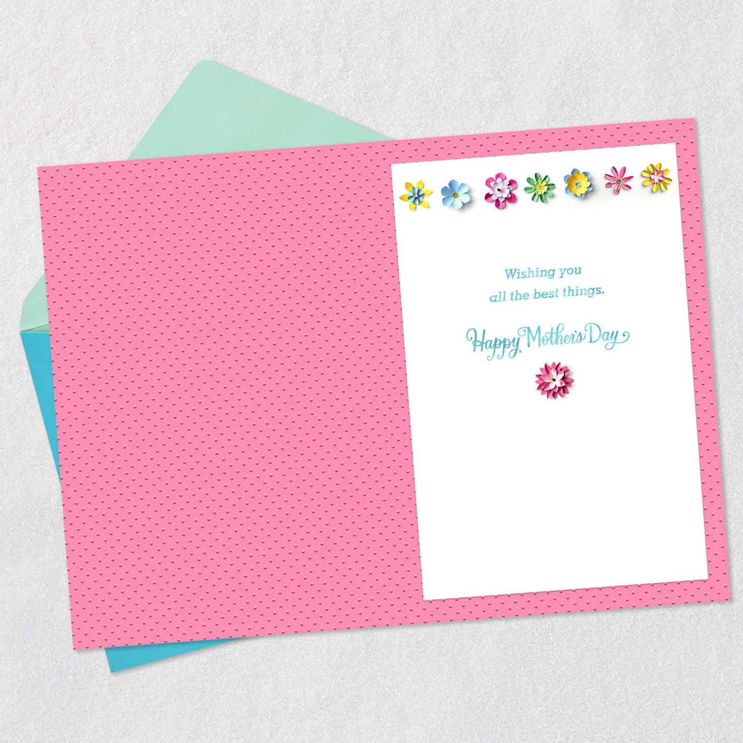 Paper Flower and Butterfly Wreath Mother's Day Card Open card with envelope image number 3