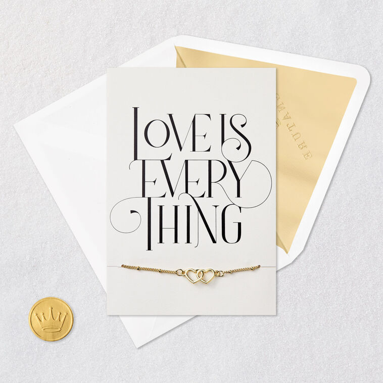 Black and White Anniversary Card With Bracelet Card Front with Envelope and Gold Seal image number 6