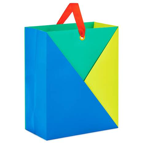 13" Cool Color Block Gift Bag, , large