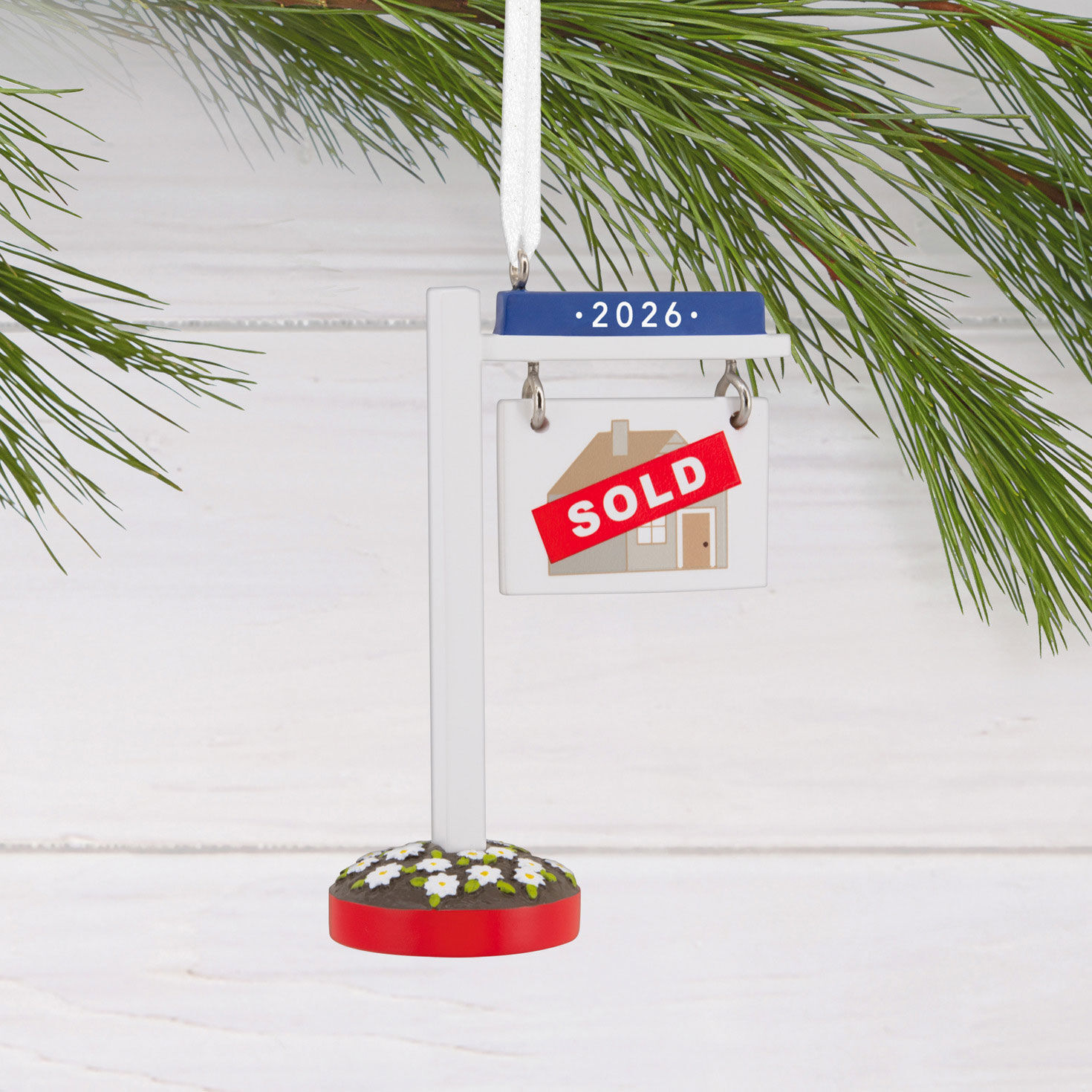 New Home Sold Sign 2026 Christmas Ornament hanging on tree image number 2