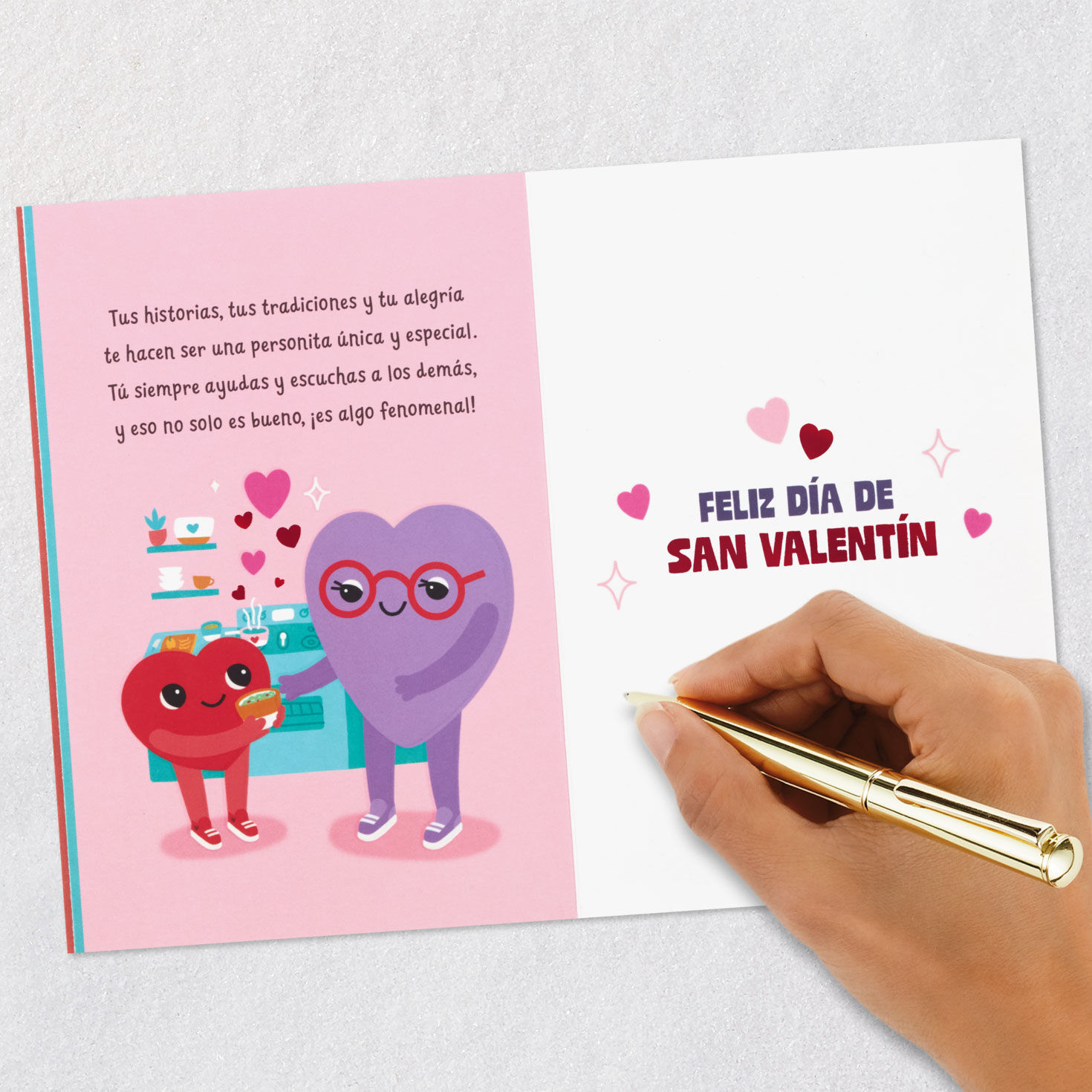Happy Heart Kids Valentine's Day Card in Spanish Signing card image number 7