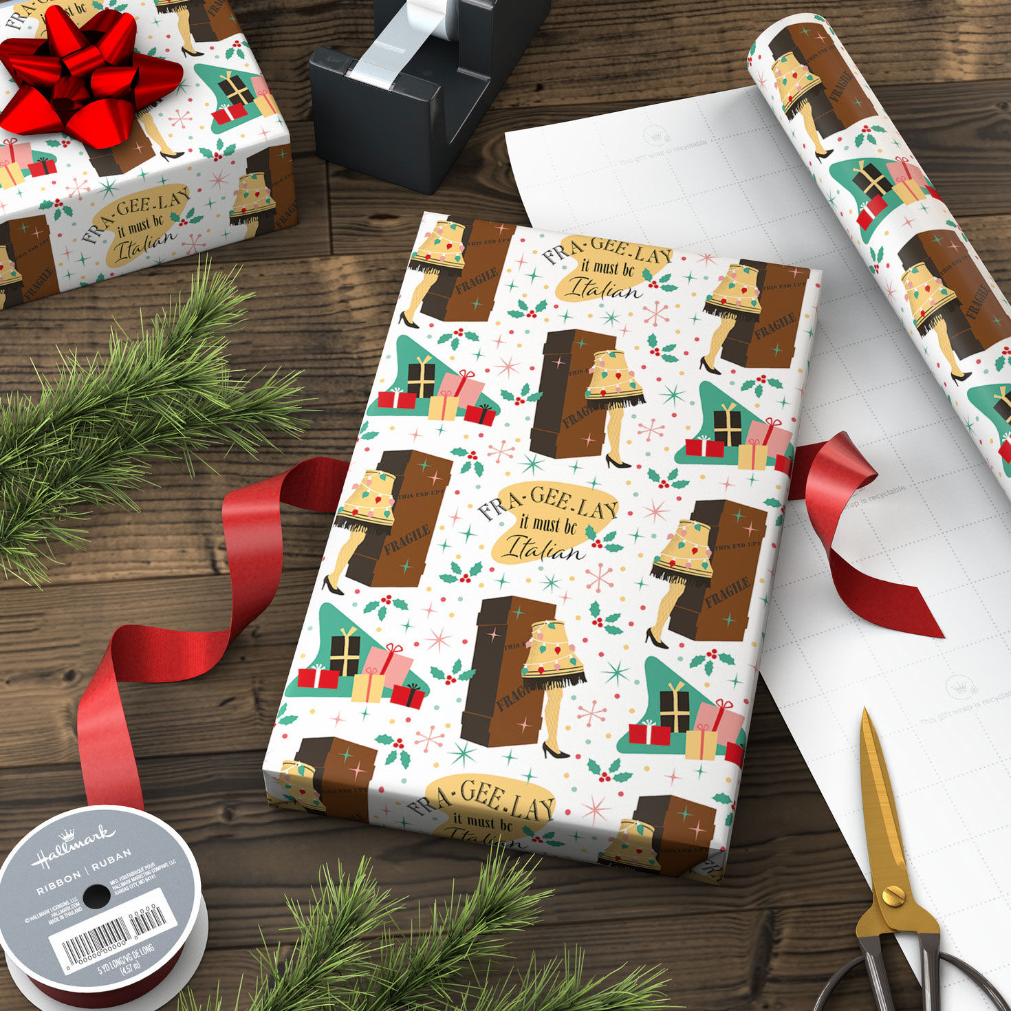 A Christmas Story&trade; Fra-Gee-Lay Leg Lamp Holiday Wrapping Paper, 25 sq. ft., , large image number 3