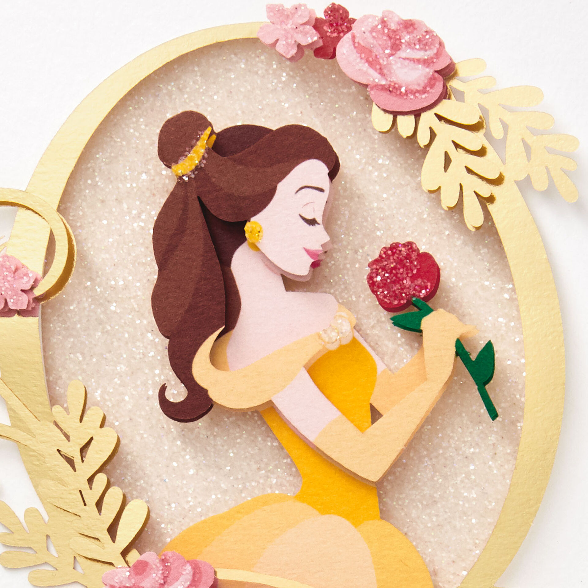 Disney Beauty and the Beast Belle With Roses Birthday Card - Greeting