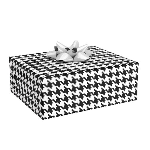Black and White Houndstooth Pattern Wrapping Paper, 20 sq. ft., 