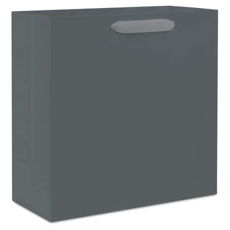 10.4" Gray Large Square Gift Bag, Gray, large