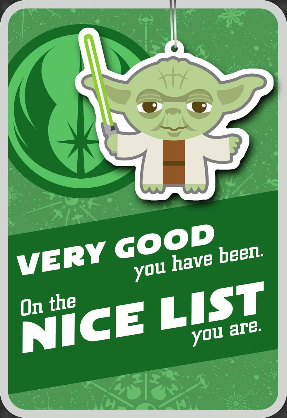 Yoda™ Nice List Christmas Card With Ornament