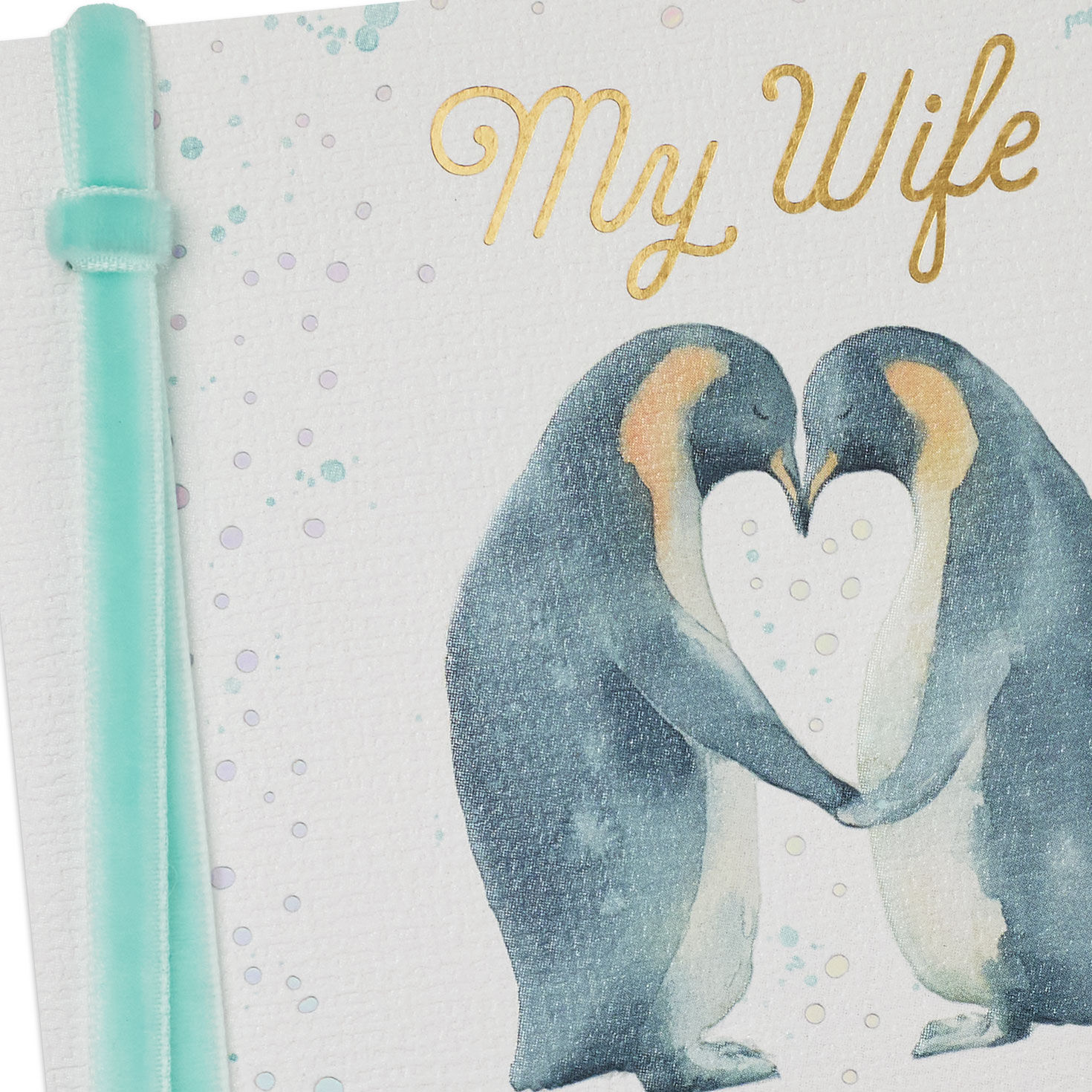 Penguins Romantic Christmas Card for Wife Card Front Detail image number 4