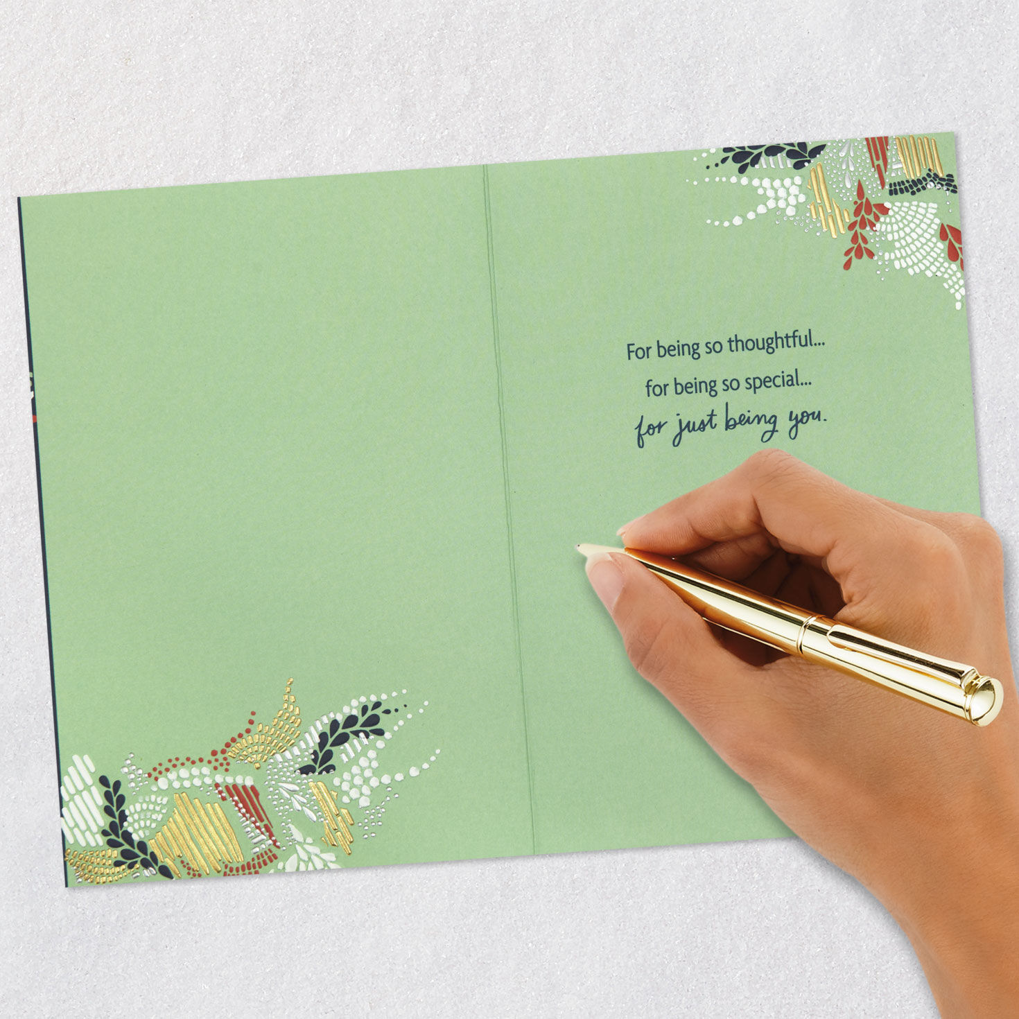 Abstract Pattern and Leaves Thank You Card Signing card image number 6