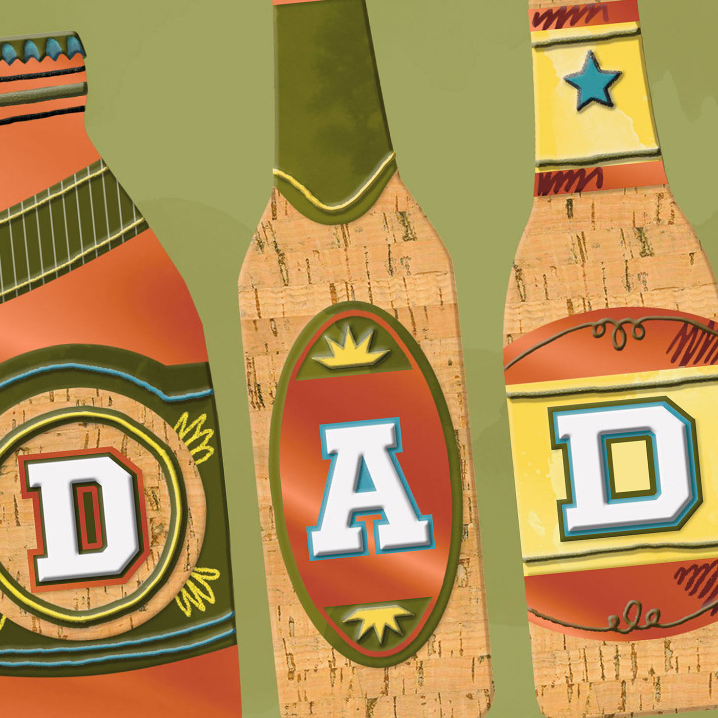 Three Beer Bottles Birthday Card for Dad Card Front Detail image number 4