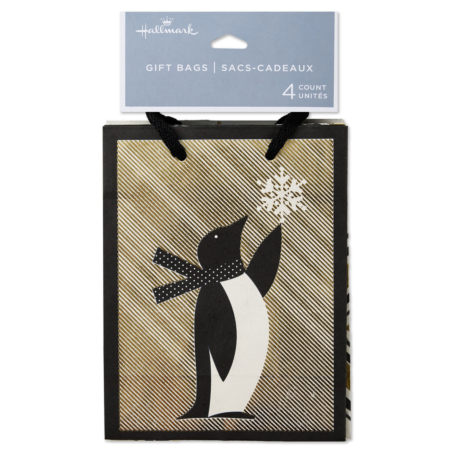 Black and Gold Penguin and Trees Holiday Gift Bags package front image number 6