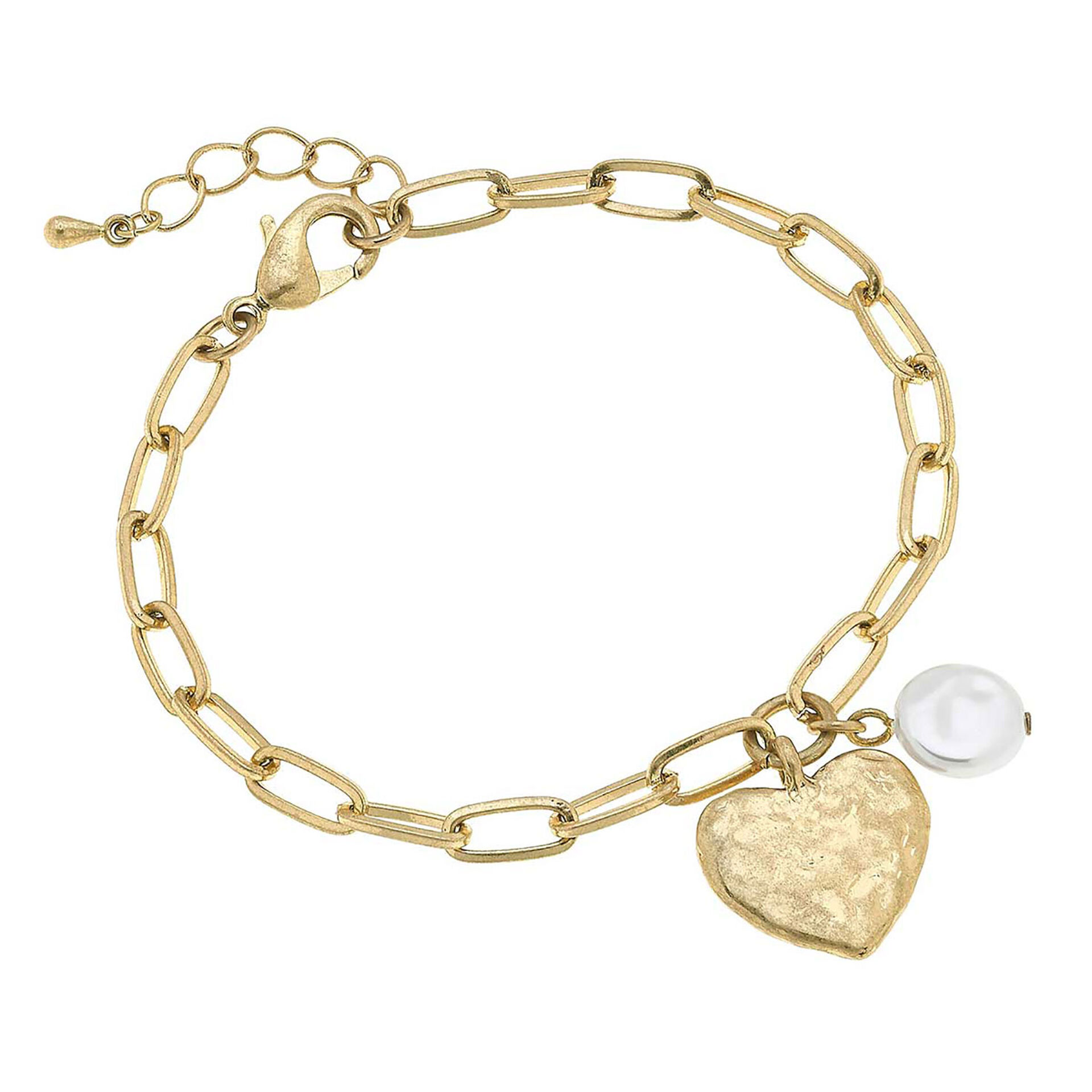 Worn Gold Paperclip Chain Heart Bracelet Jewelry Hallmark