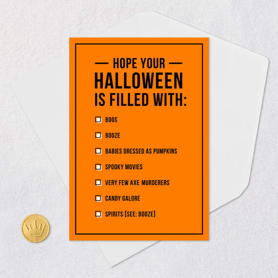 Boos and Booze Holiday Checklist Funny Halloween Card, , large image number 5