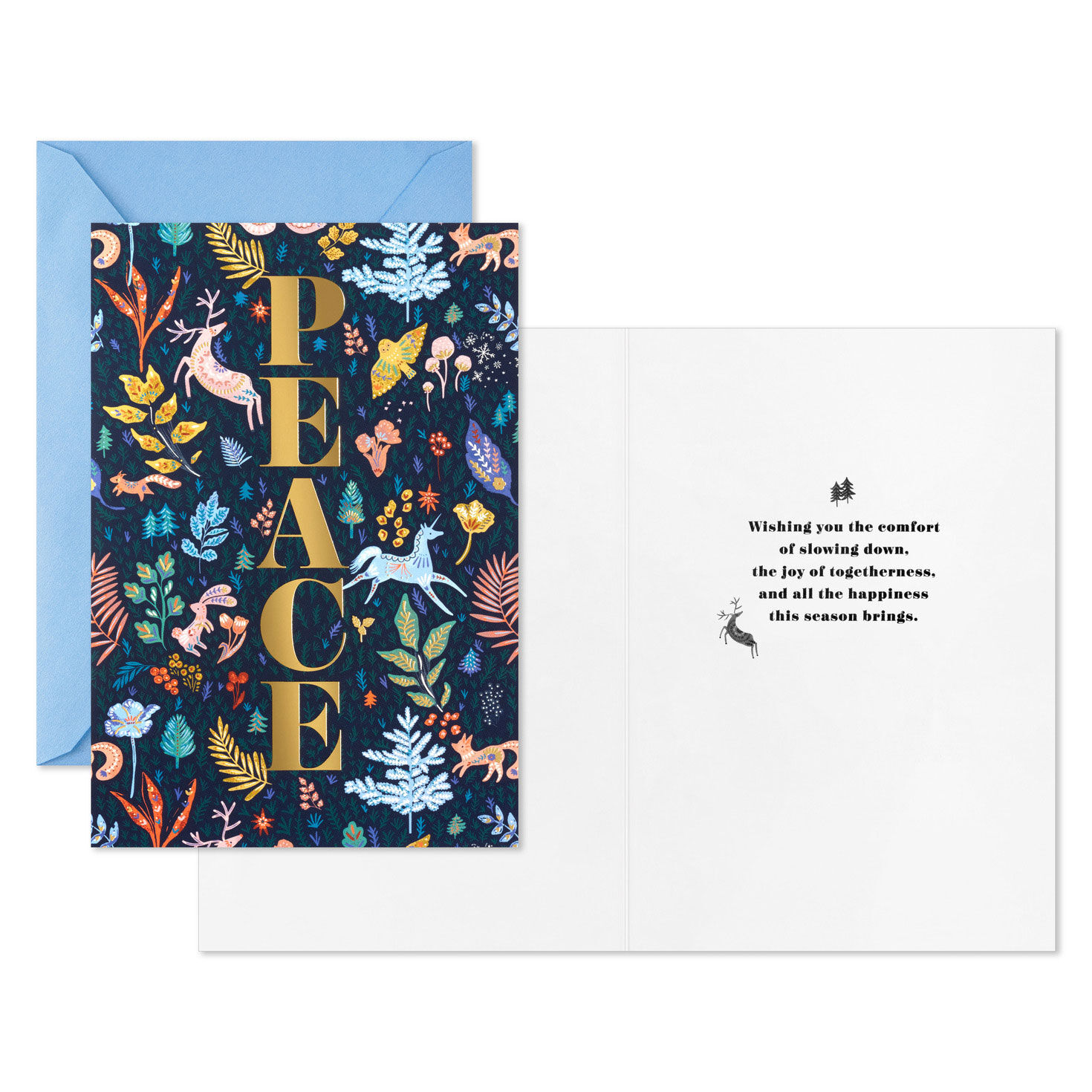 Gold Lettering on Blue Botanical Boxed Christmas Cards, Pack of 16 for only USD 12.49 | Hallmark