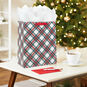 Festive Red and Green Plaid Large Holiday Gift Bag In Use image number 2