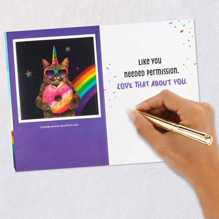 Go Over the Top Unicorn Cat 8th Birthday Card With Decal, , large image number 7