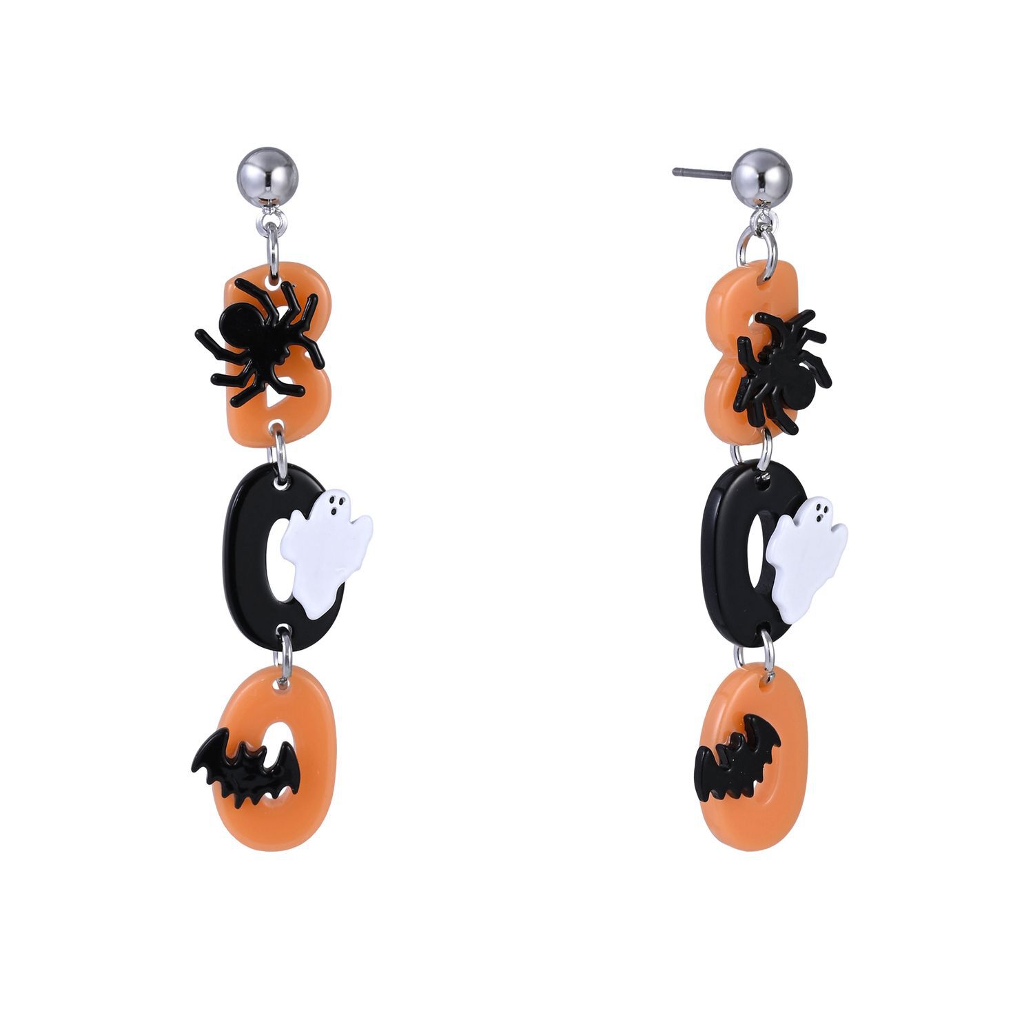 Black and Orange Boo Earrings
