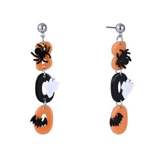 Black and Orange Boo Earrings