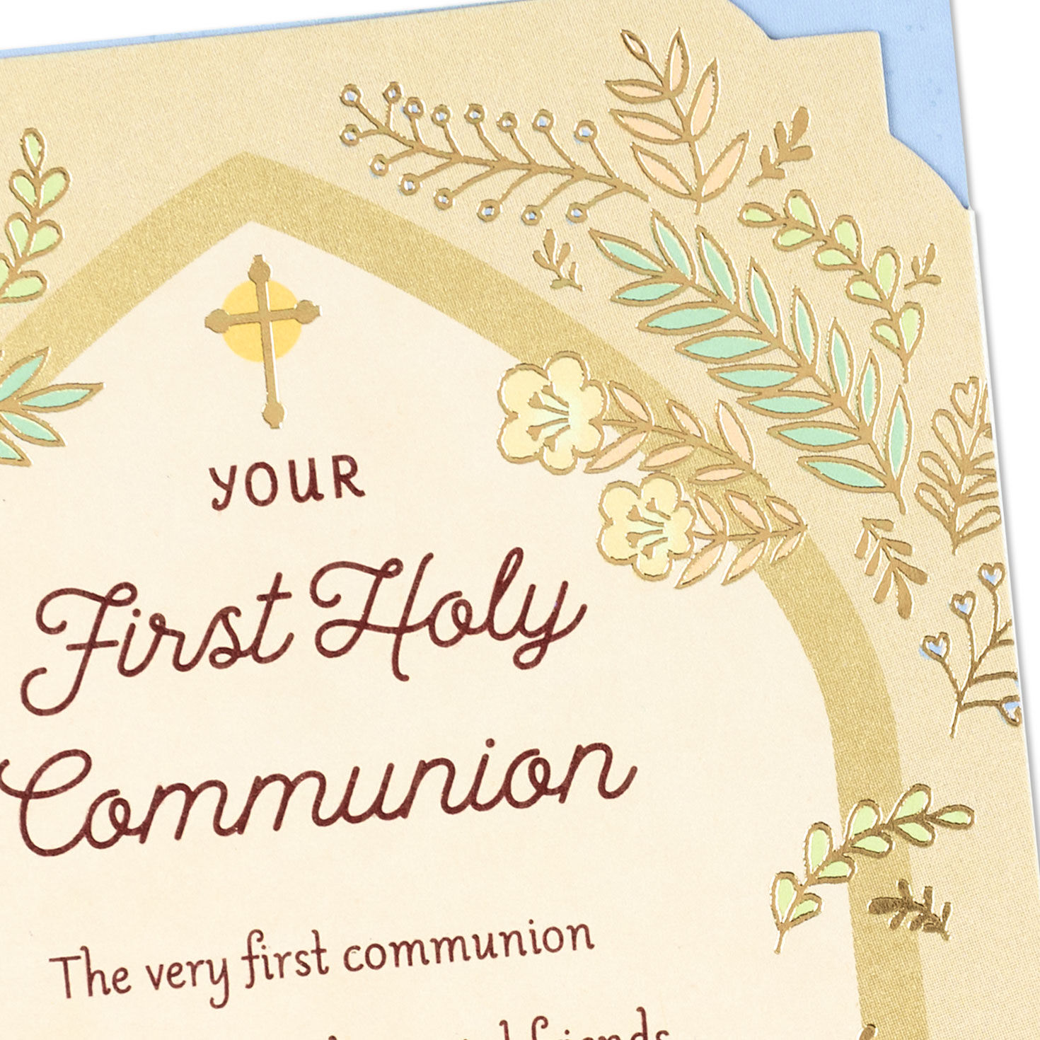Cross in Arched Window First Holy Communion Card Card Front Detail image number 5