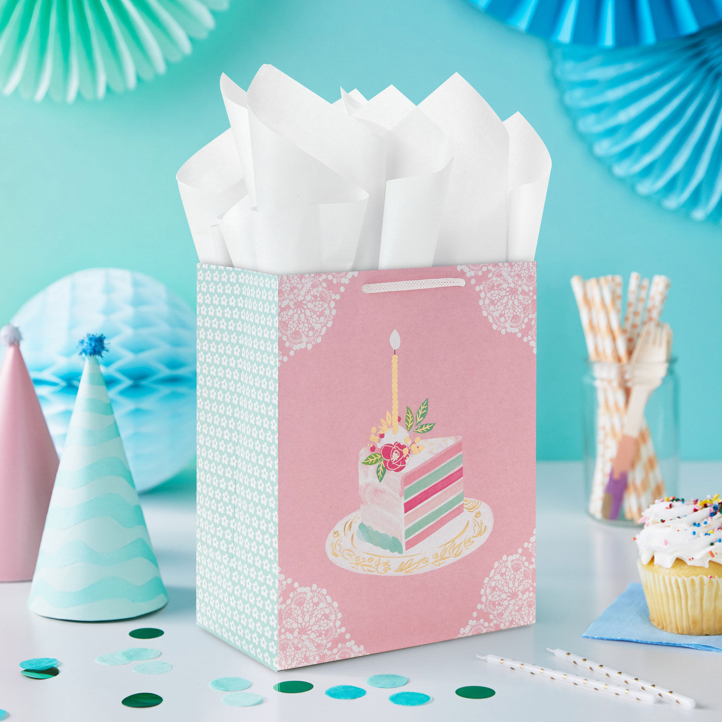 9.6" Elegant Cake Slice Medium Birthday Gift Bag for only USD 3.99 | Hallmark