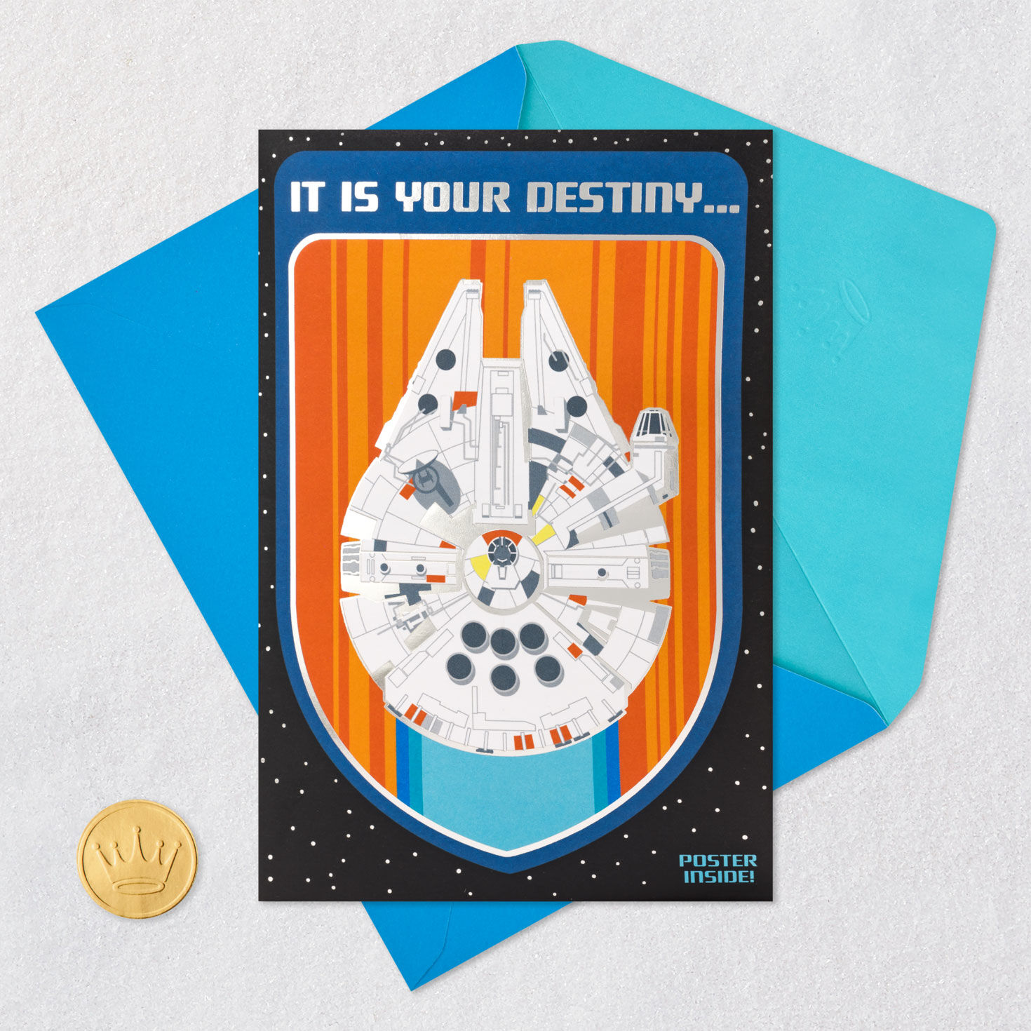 Star Wars Birthday Card for Kids With Fold-Out Poster Card Front with Envelope and Gold Seal image number 7
