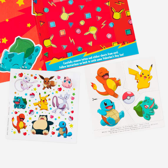 Pokémon Pikachu Valentine's Day Card With Stickers and Temporary Tattoos for Grandson, , large image number 5