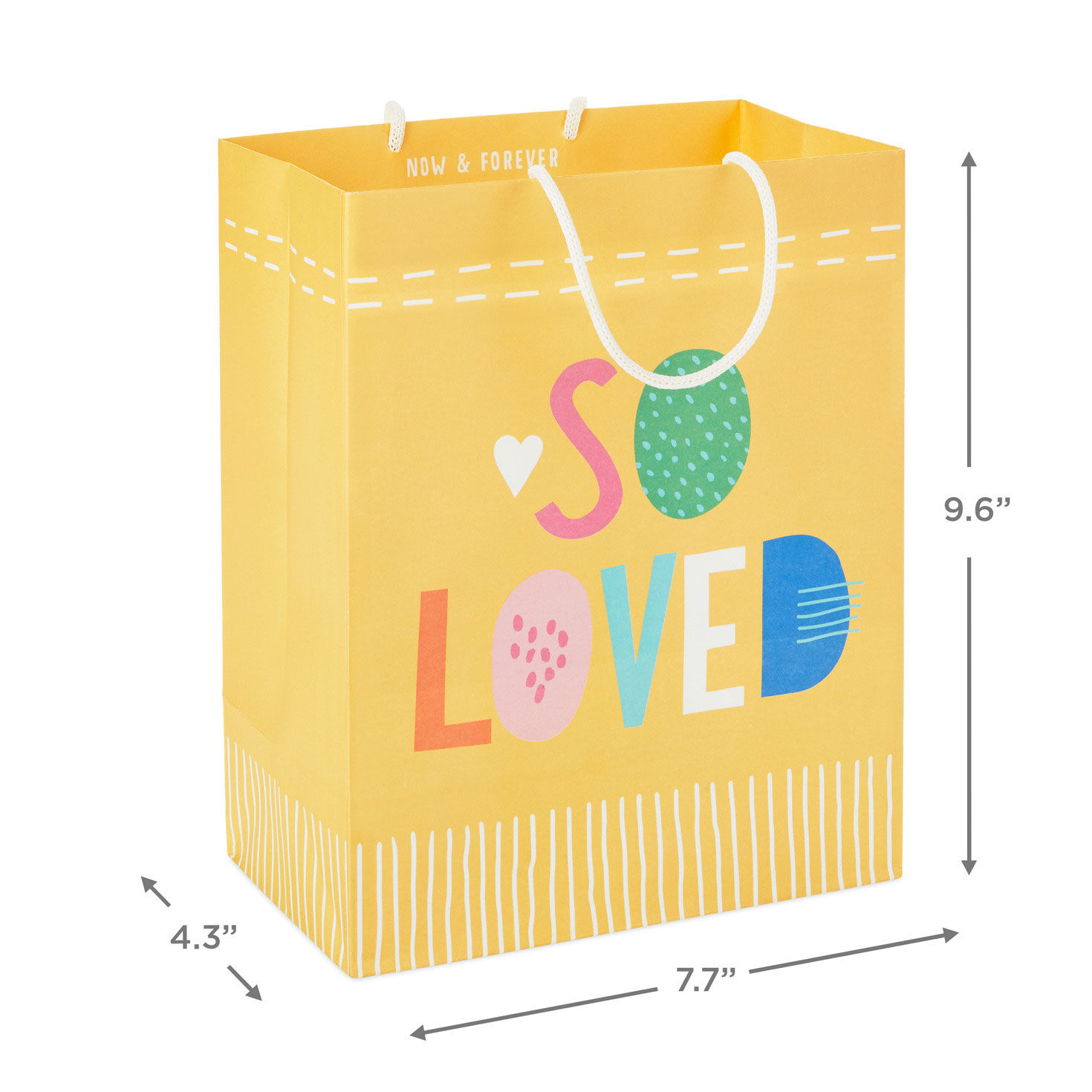 Pastel Lettering on Yellow Medium Gift Bag measurement image number 3