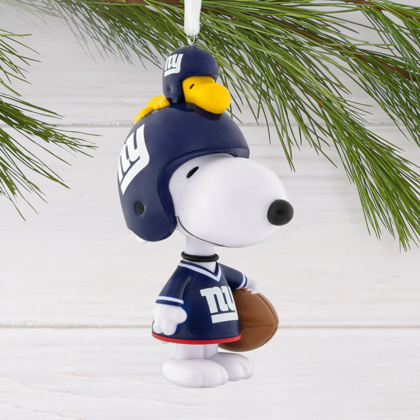 Snoopy New York Giants Christmas Ornament hanging on tree image number 2
