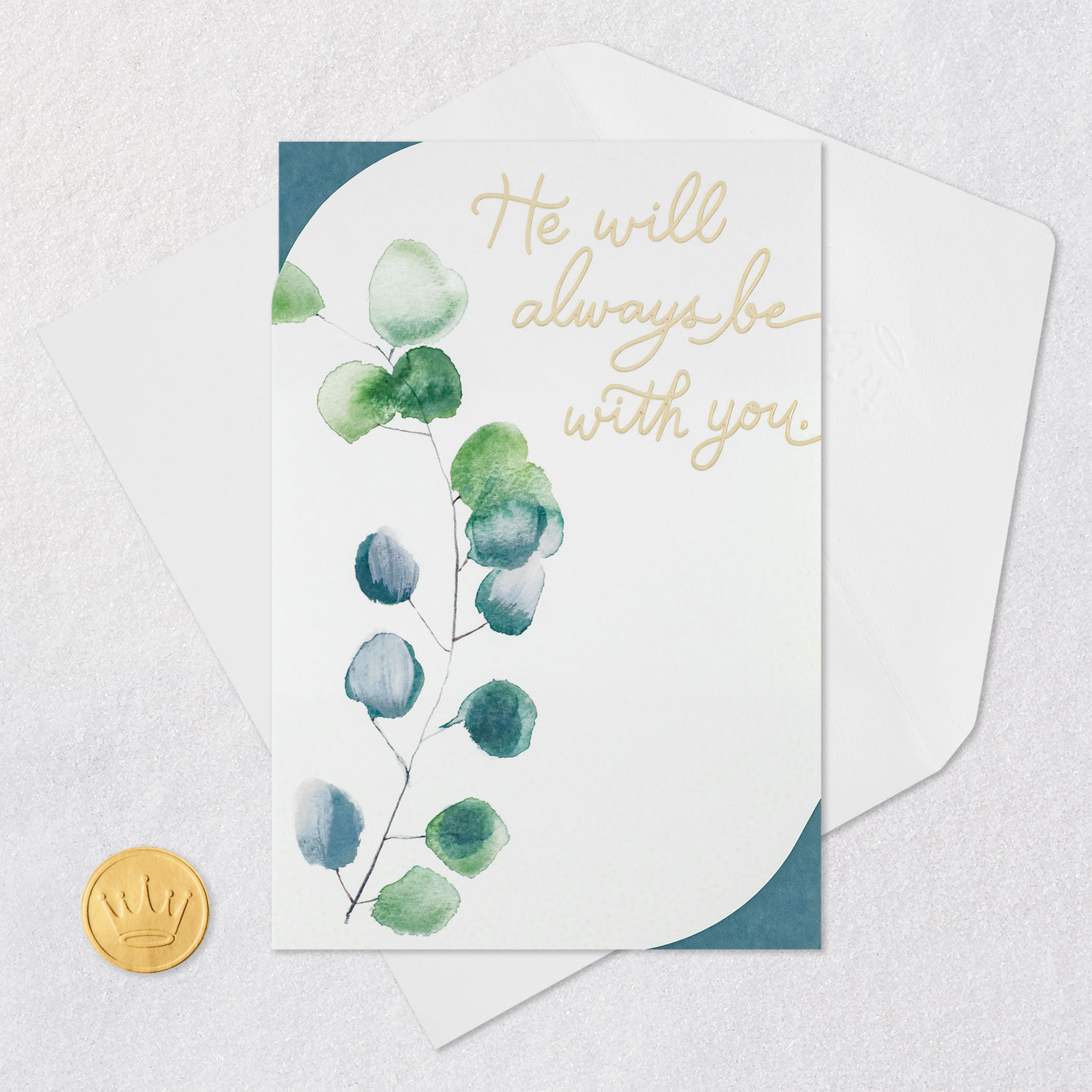 Watercolor Leaves Sympathy Card for Loss of Man Card Front with Envelope and Gold Seal image number 5
