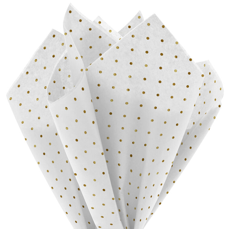 Gold Dots on White Holiday Tissue Paper, 6 sheets, , large image number 2