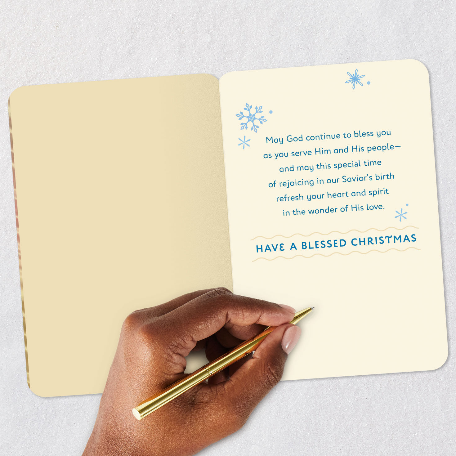 Tree in Snowy Scene Christmas Card for Clergy Signing card image number 6