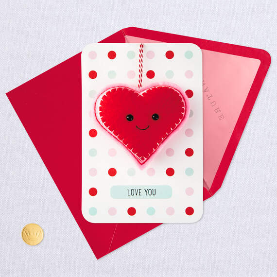 Love You Valentine's Day Card With Hangable Heart, , large image number 6