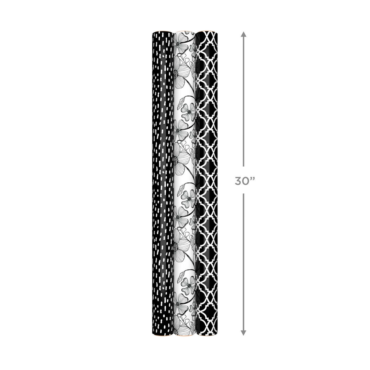 Black and White Prints 3-Pack Reversible Wrapping Paper, 75 sq. ft. total for only USD 16.99 | Hallmark