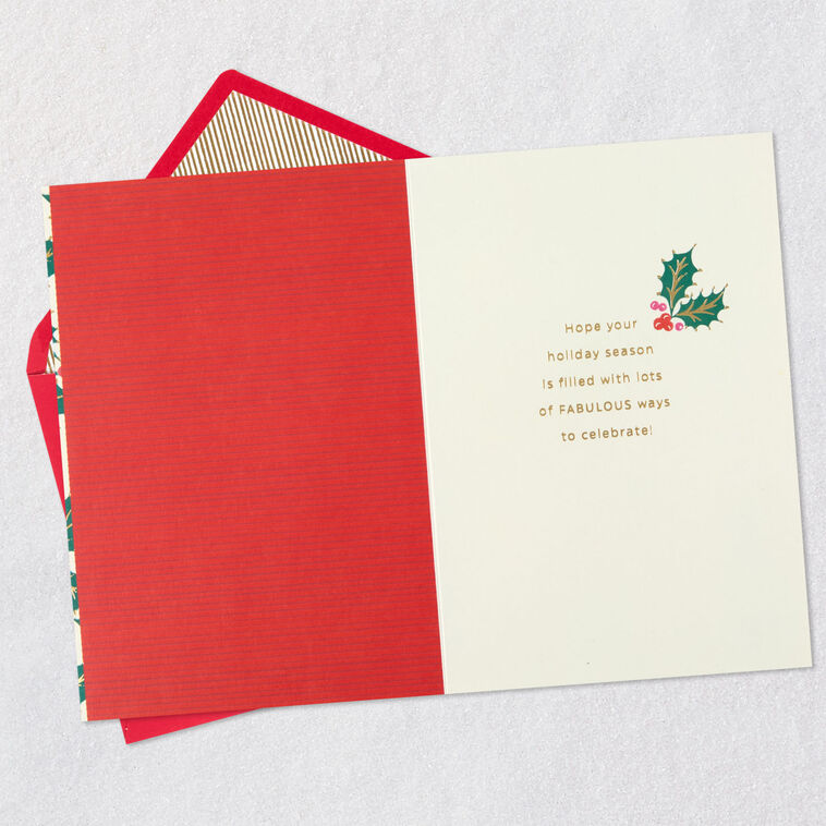 Holly and Berries Christmas Card Open card with envelope image number 3