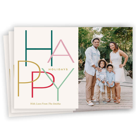 Modern Minimal Happy Flat Holiday Photo Card, , large image number 1