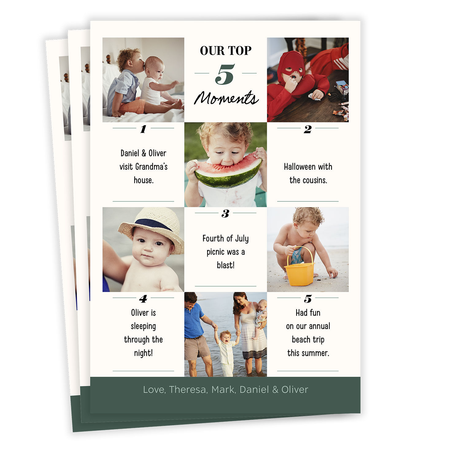 Top Moments Photo Collage Flat Holiday Photo Card