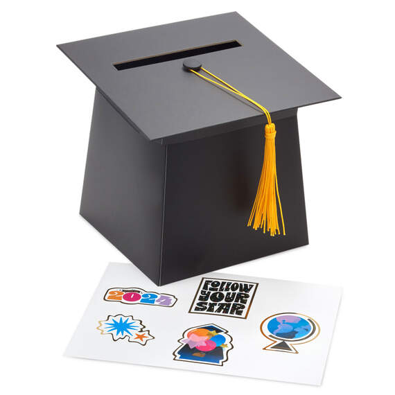 Grad Cap Card Holder Box With Stickers
