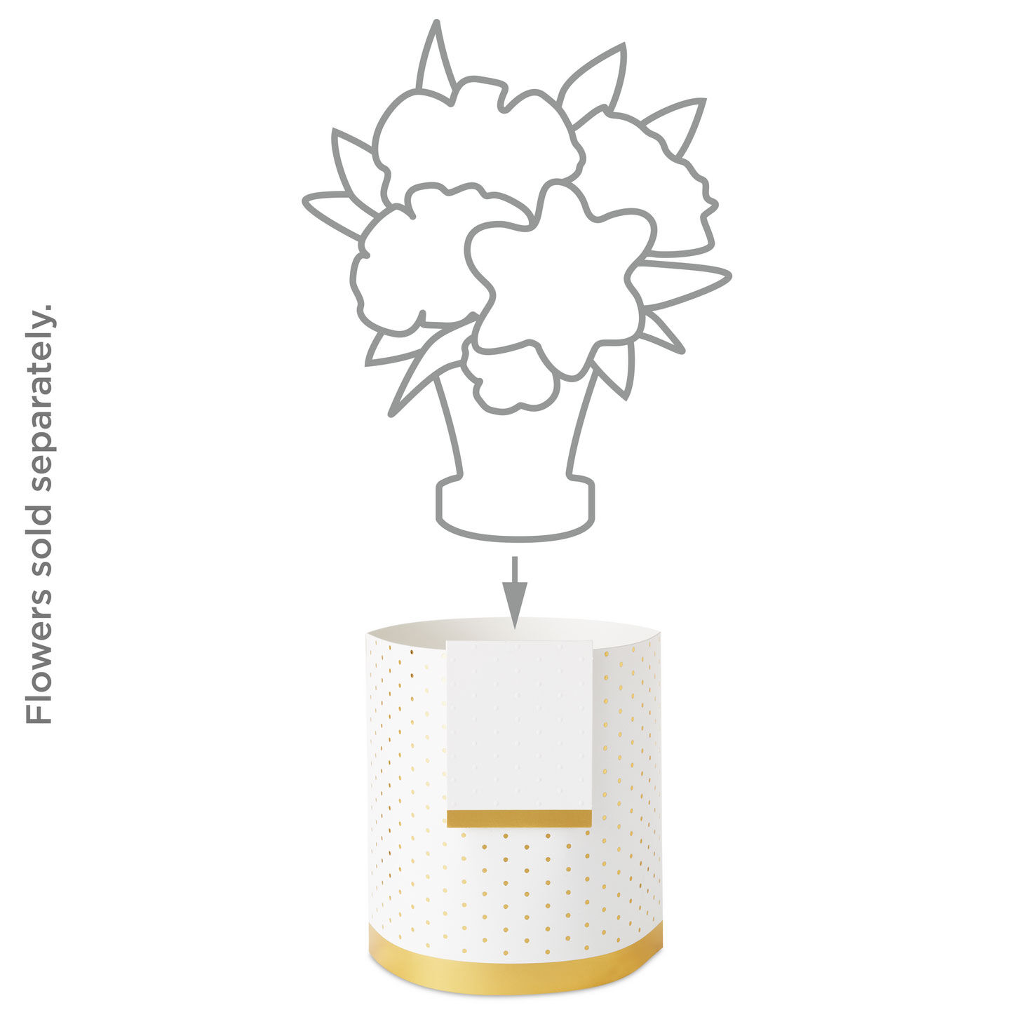 Build-a-Bouquet Gold Polka Dots Pop-Up Paper Vase With Mini Card, Gold Polka Dots, large image number 2