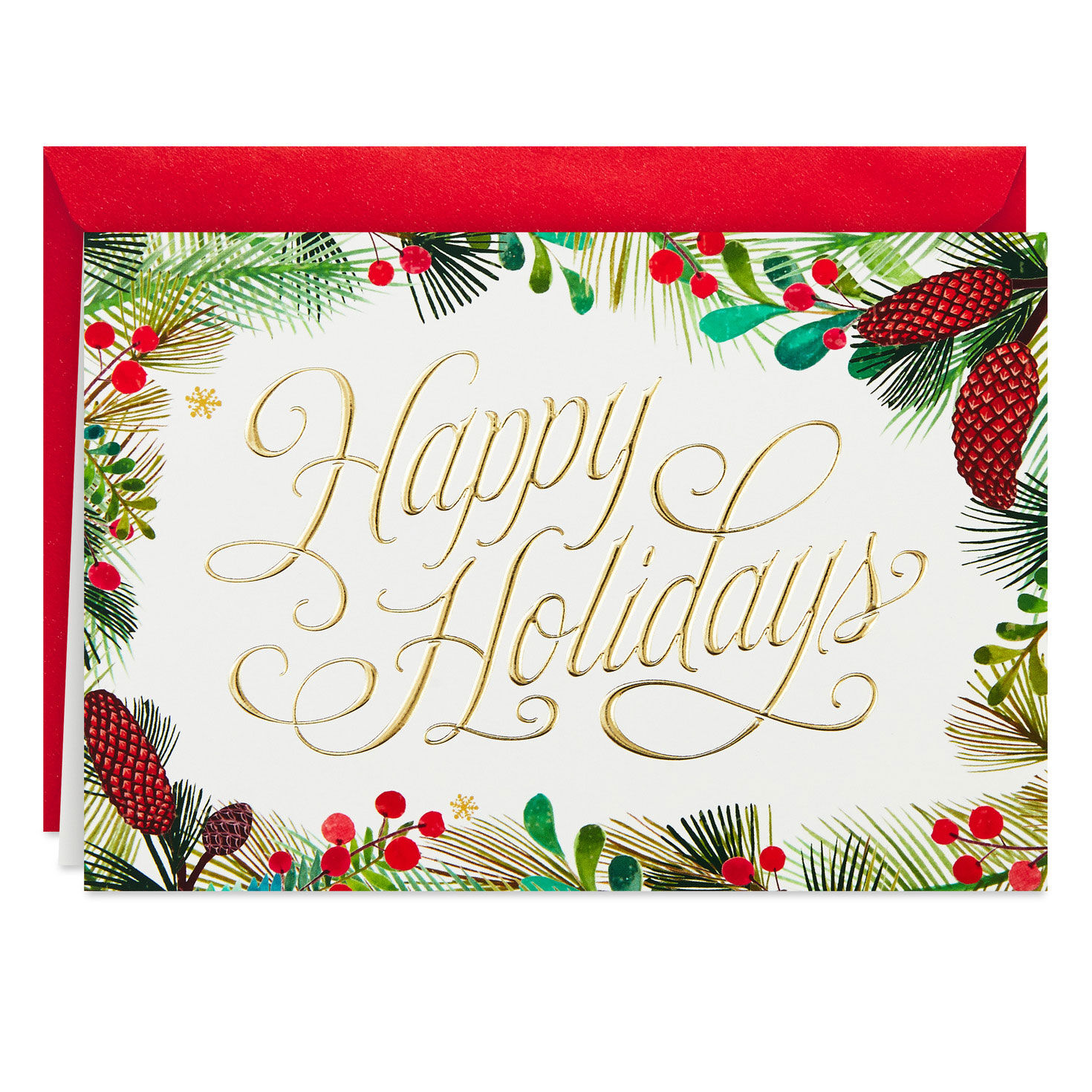Happy Holidays With Pine Greenery Boxed Holiday Cards, Pack of 40 for only USD 15.49 | Hallmark