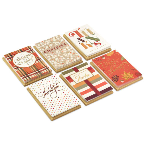 Stylish Lettering Assorted Boxed Thanksgiving Notes, Pack of 72, 