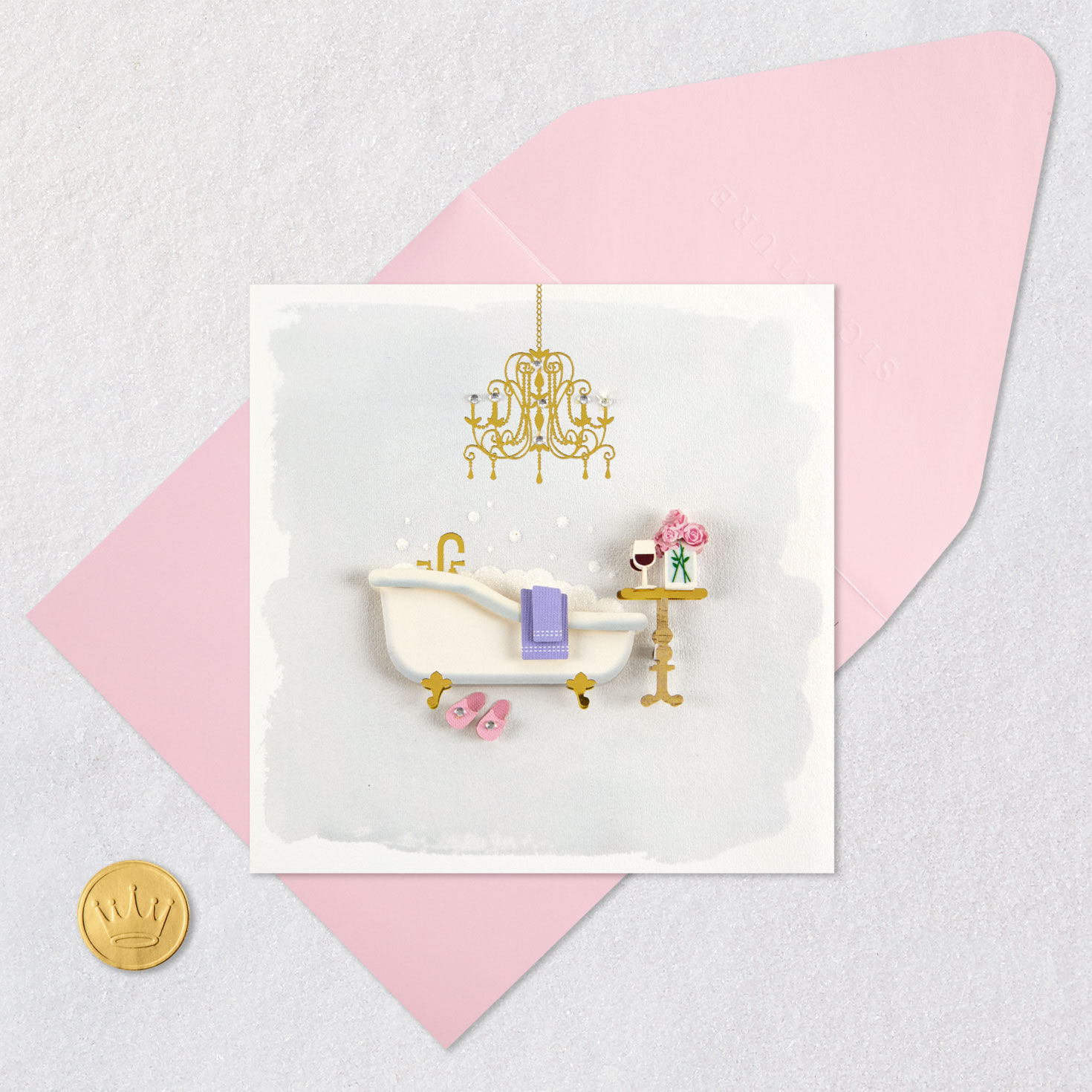 Bubble Bath Signature Birthday Card for Her Card Front with Envelope and Gold Seal image number 5