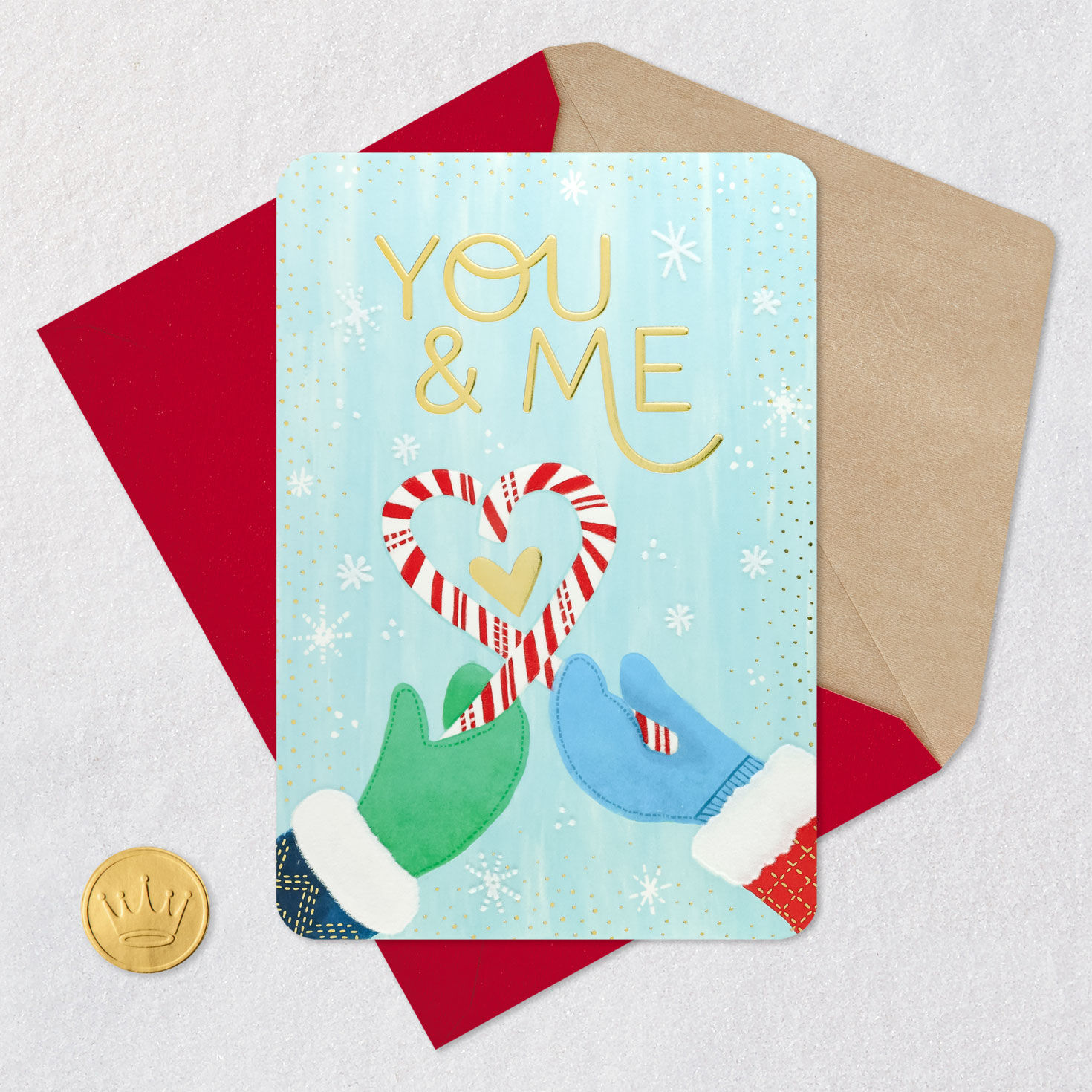 Candy Cane Heart Christmas Card for Partner Card Front with Envelope and Gold Seal image number 6