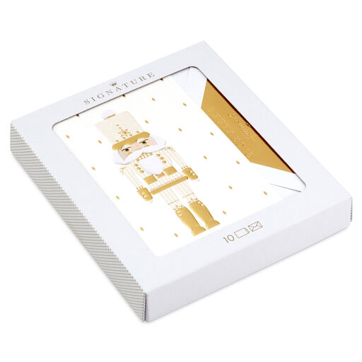 Ivory and Gold Nutcracker Boxed Christmas Cards, Pack of 10, 