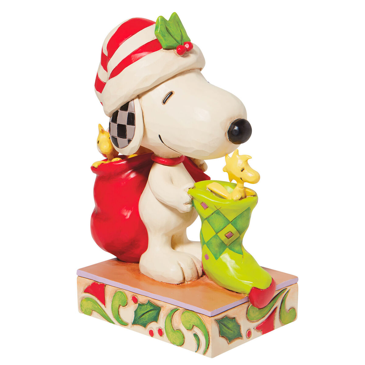 Jim Shore Peanuts Snoopy and Woodstock With Stocking Figurine, 7